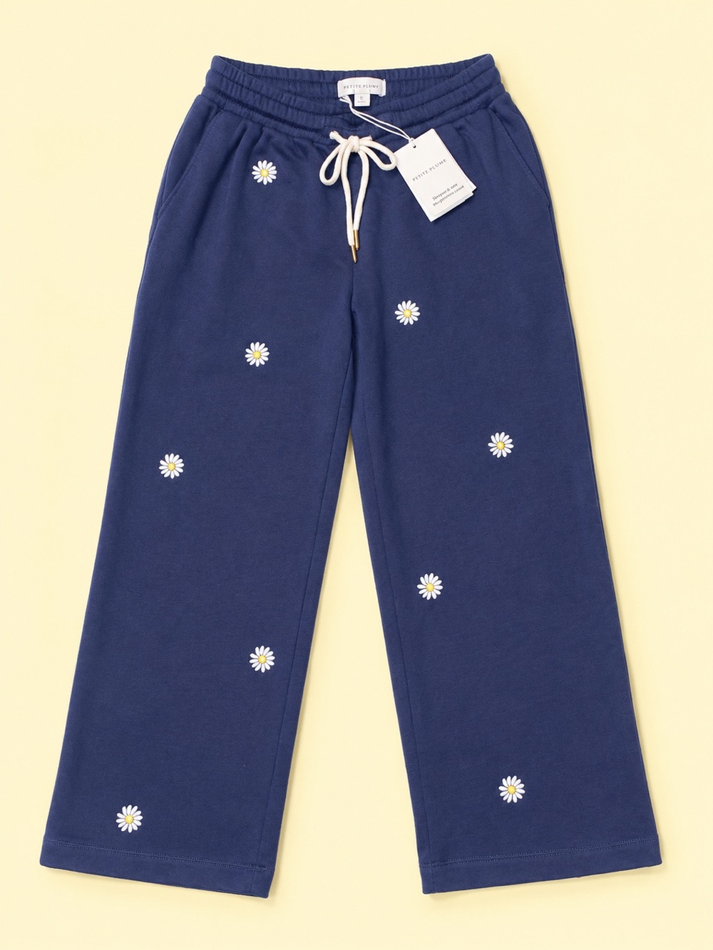 Women’s Navy Daisy Embroidered sweat Pants